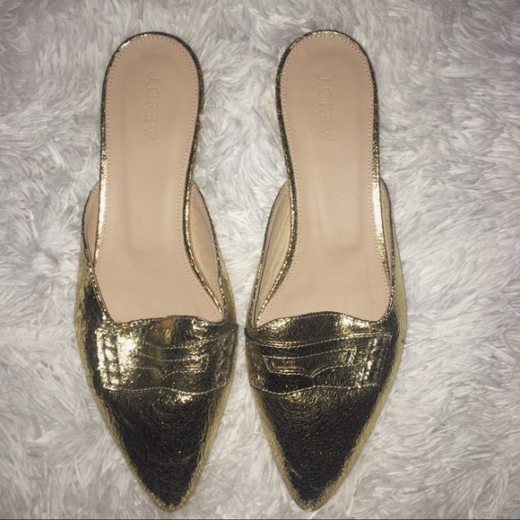 metallic flat mules